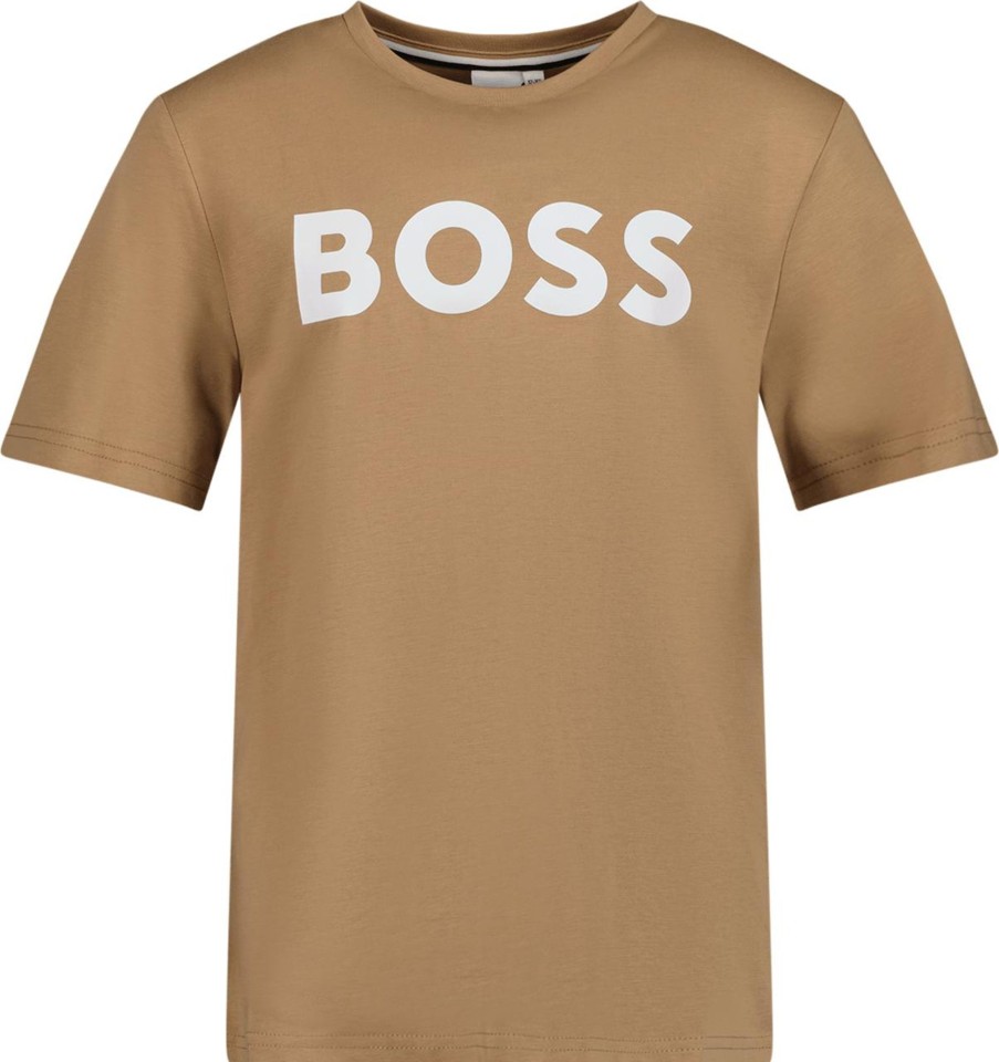 Kids Hugo Boss T-Shirts | Hugo Boss Boss Kinder Jongens T-Shirt Beige Beige