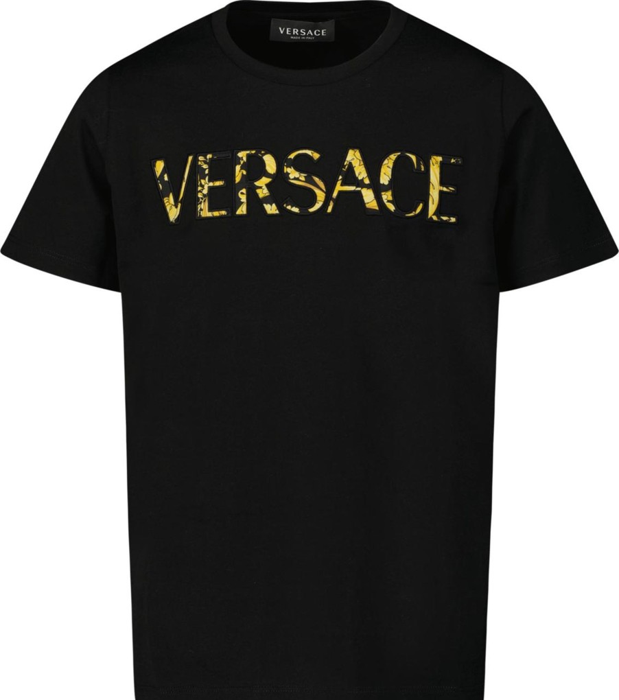 Kids Versace T-Shirts | Versace Versace Kinder Unisex T-Shirt Zwart Zwart