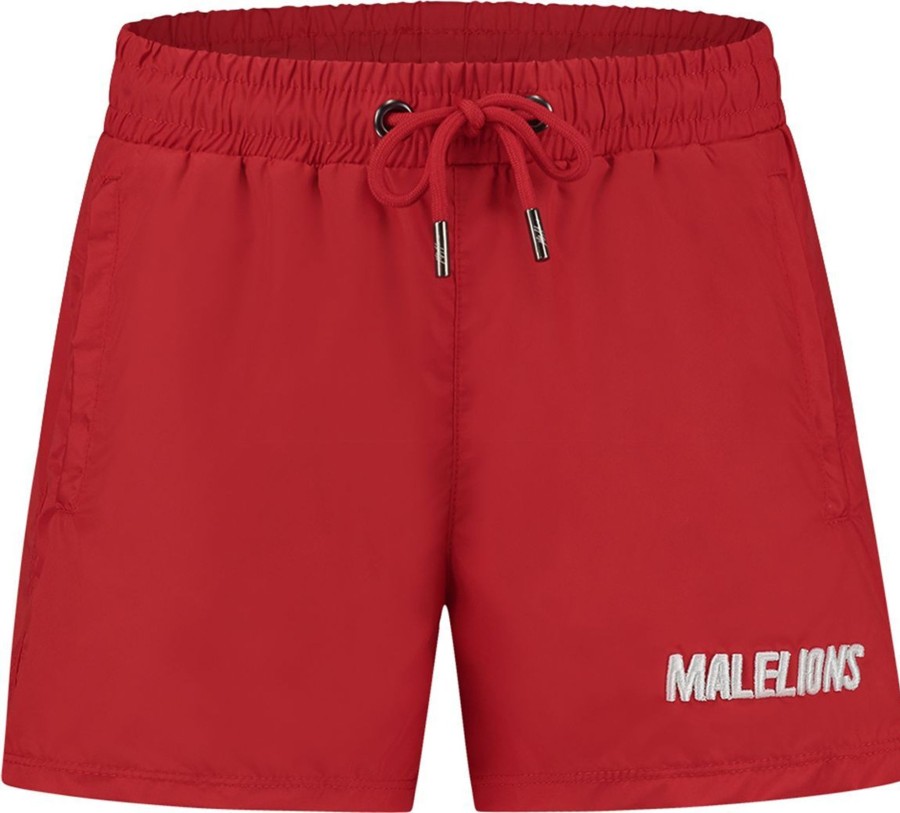 Kids Malelions Badkleding | Malelions Junior Swimshort Nium - Red/White Rood