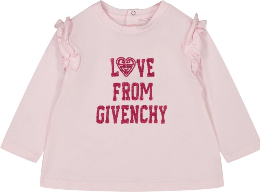 Kids Givenchy Shirts | Givenchy Givenchy Baby Meisjes T-Shirt Licht Roze Roze