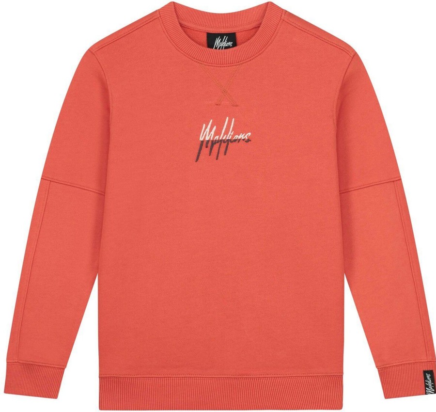 Kids Malelions Truien | Malelions Split Essentials Sweater - Rust/Iro Oranje