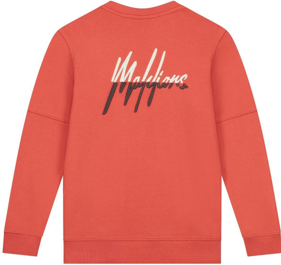 Kids Malelions Truien | Malelions Split Essentials Sweater - Rust/Iro Oranje