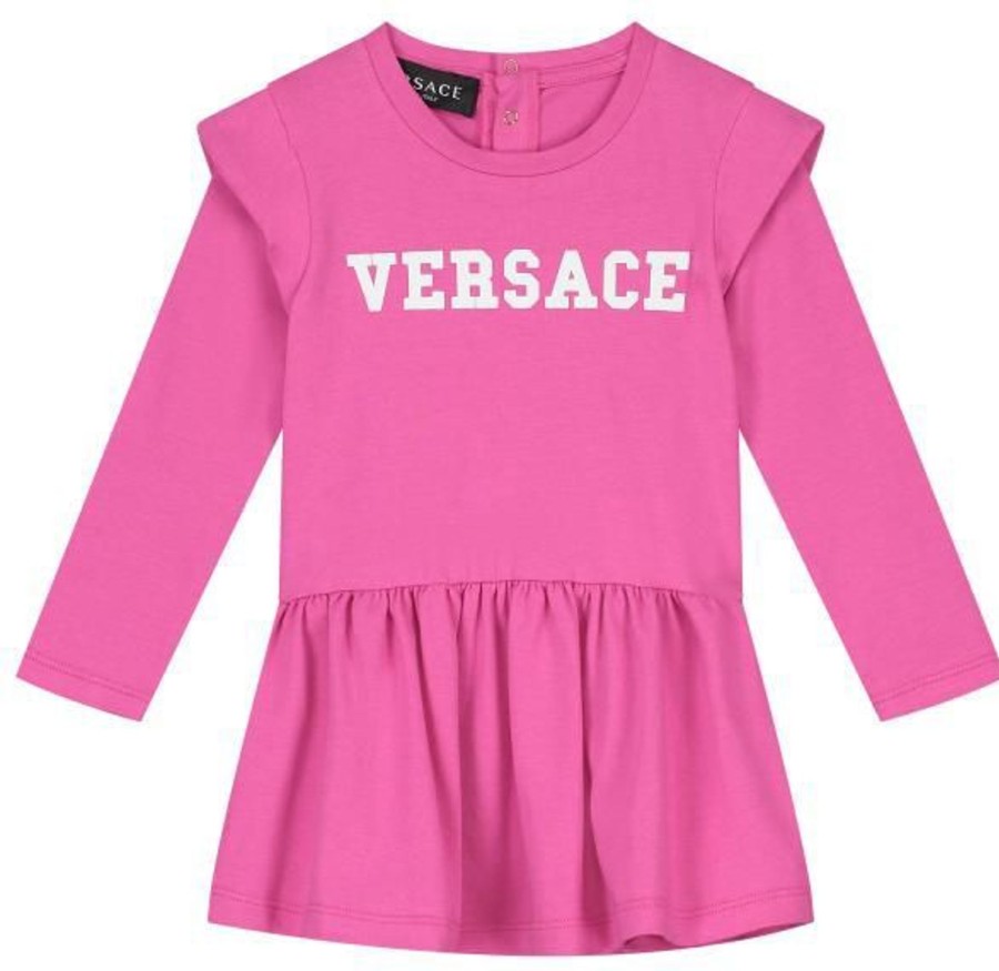 Kids Versace Jurken | Versace Dress Jersey + Logo Print Roze