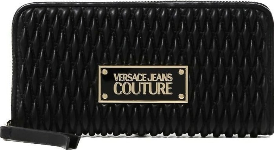 Dames Versace Jeans Couture | Versace Jeans Couture Crunchy Wallet Quilted Black Zwart