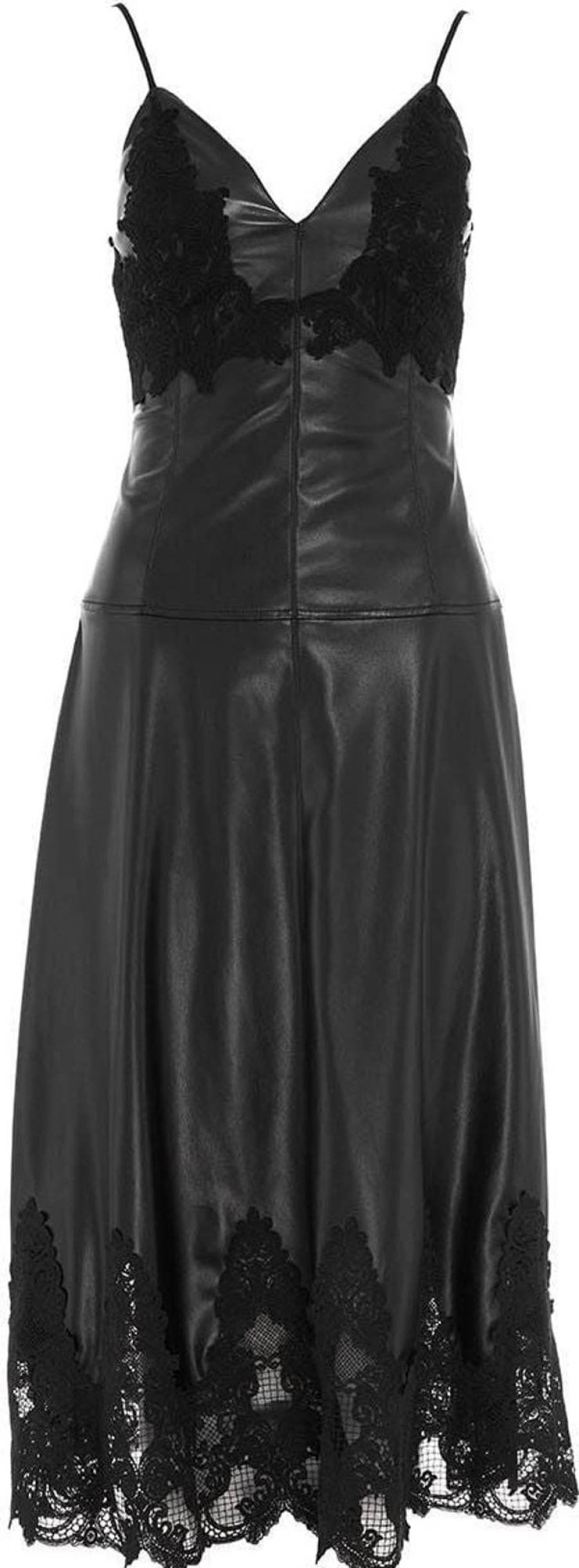 Dames Elisabetta Franchi | Elisabetta Franchi Midi Dress In Eco Leather Zwart