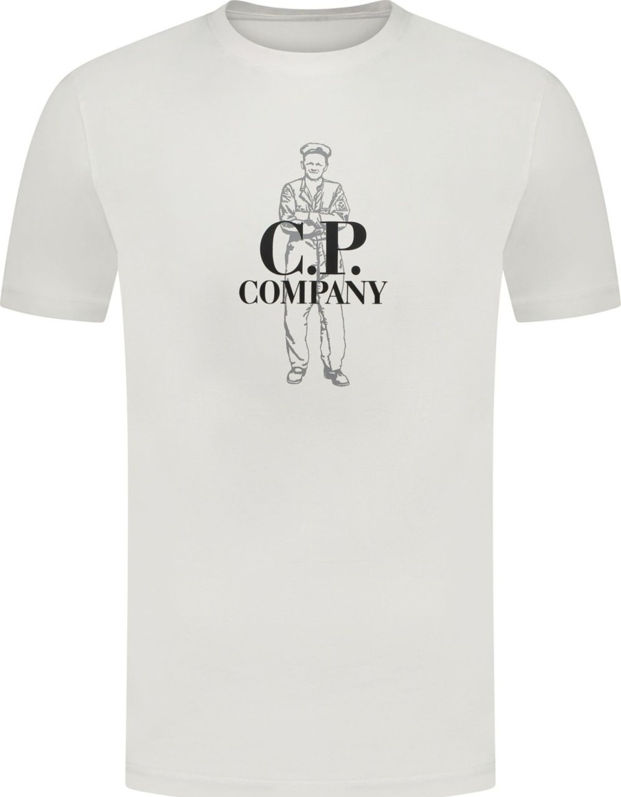 Heren CP Company | Cp Company C.P. Company T-Shirt Wit Wit