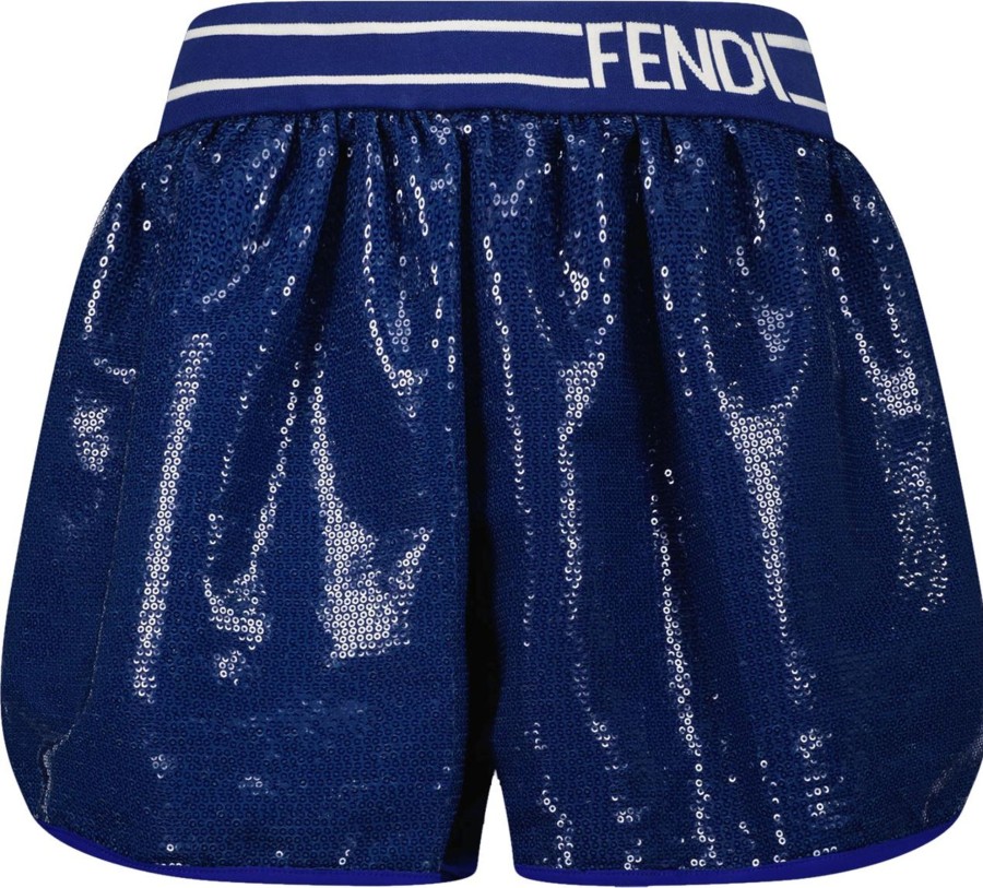 Kids Fendi Shorts | Fendi Fendi Kinder Meisjes Shorts Blauw Blauw