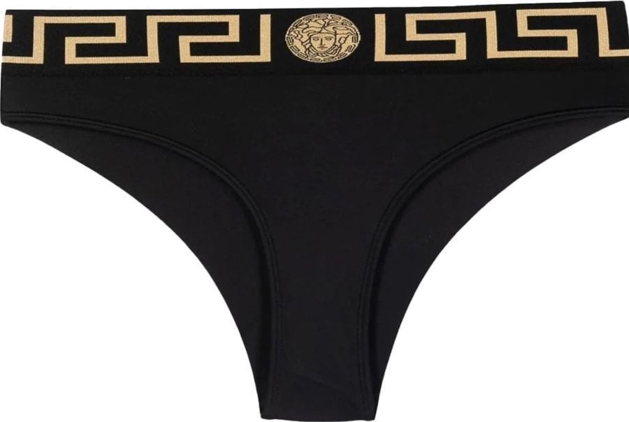 Dames Versace | Versace Greca Border Bikini Bottoms Zwart