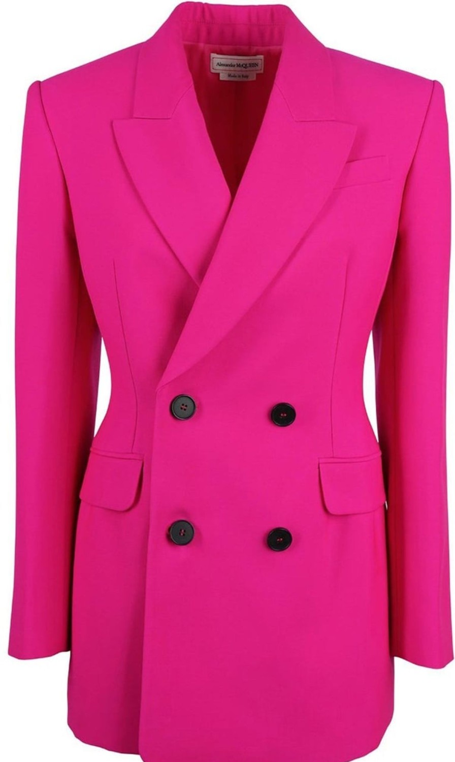 Dames Alexander McQueen | Alexander Mcqueen Alexander Mcqueen Wool Blazer Roze