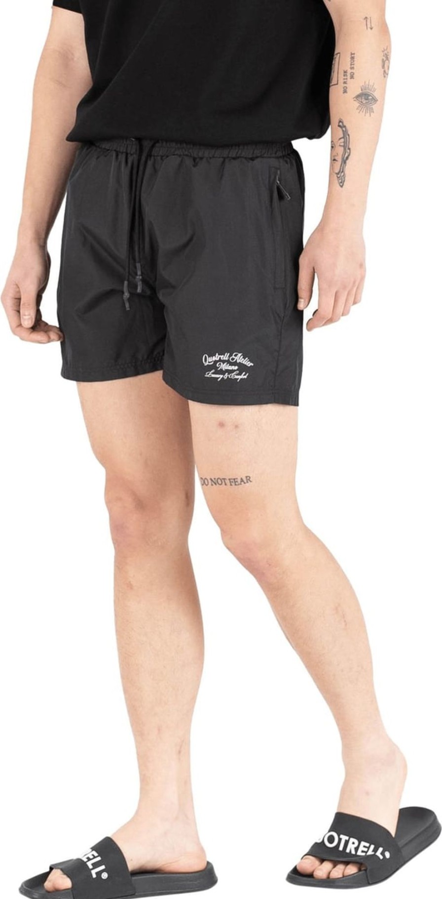 Heren Quotrell | Quotrell Atelier Milano Swimshorts | Black/White Zwart