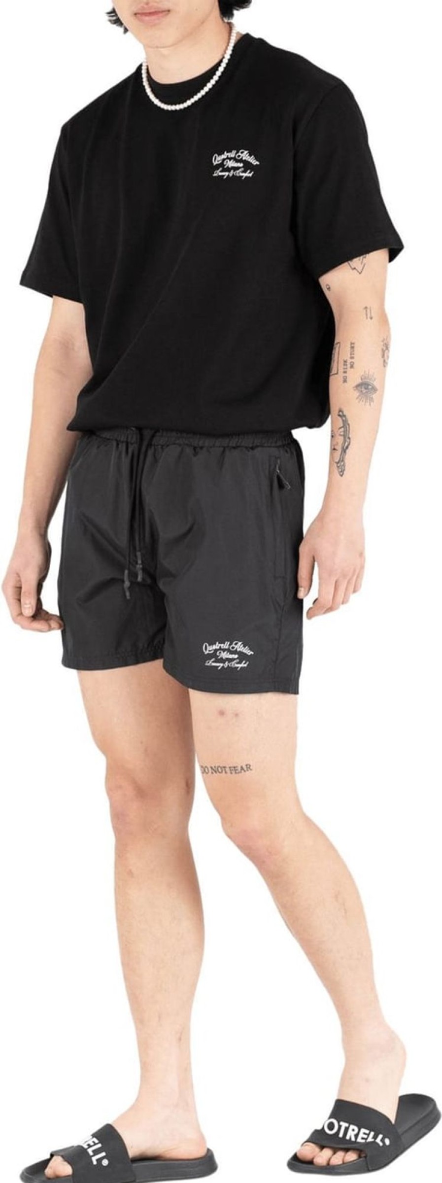 Heren Quotrell | Quotrell Atelier Milano Swimshorts | Black/White Zwart