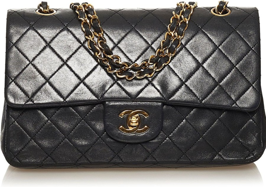 Dames Chanel | Chanel Medium Classic Lambskin Double Flap Zwart