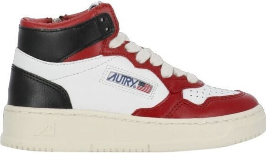 Kids Autry Schoenen | Autry Sneakers Tric/Leat Black/Red Zwart