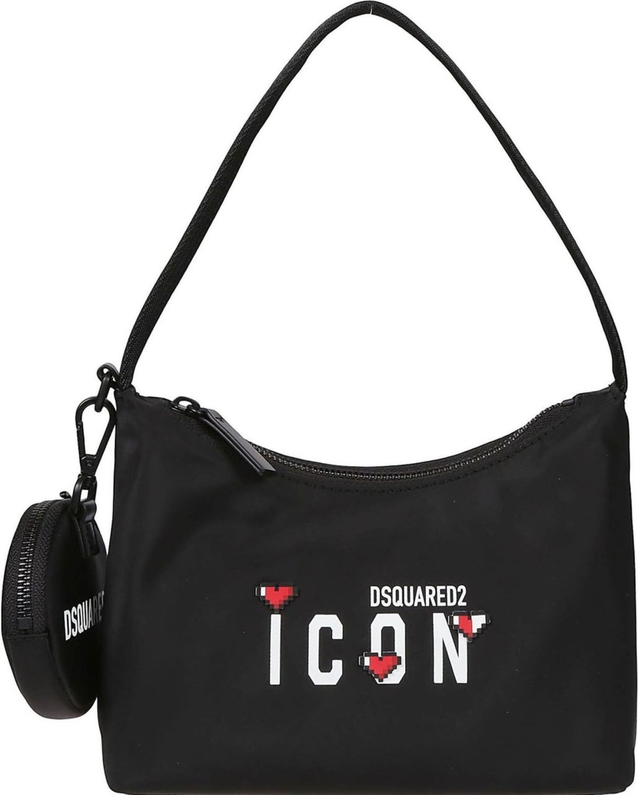 Dames Dsquared2 | Dsquared2 Be Icon Hobo Bag Black Zwart