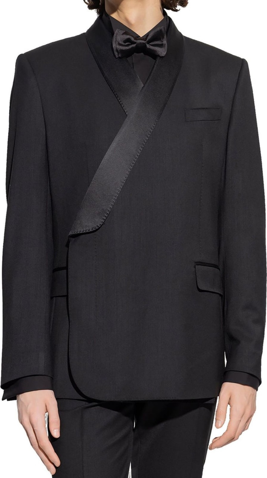 Heren Dolce & Gabbana | Dolce & Gabbana Dolce & Gabbana Wool And Silk Blend Blazer Zwart