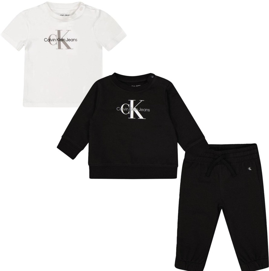 Kids Calvin Klein Babypakjes | Calvin Klein Calvin Klein Baby Unisex Joggingpak Zwart Zwart