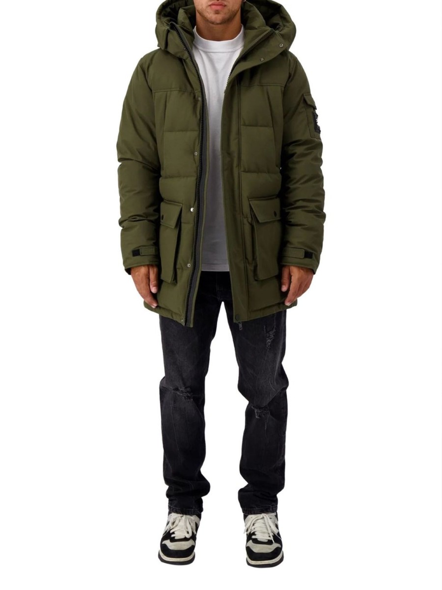 Heren Black Bananas | Black Bananas Commander Parka Jacket Groen