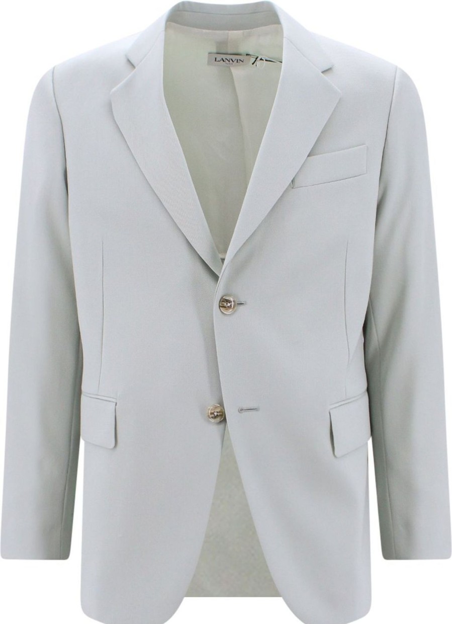 Heren Lanvin | Lanvin Single-Breasted Wool Blazer Groen