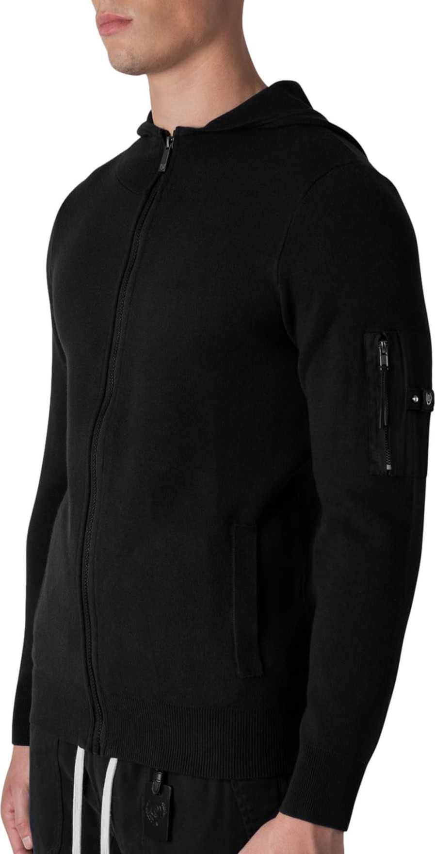 Heren Quotrell | Quotrell Quotrell Couture - Bilbao Knitted Hoodie | Black Zwart