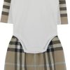 Kids Burberry Babypakjes | Burberry Baby Boy Sand Onesie With Trousers Wit