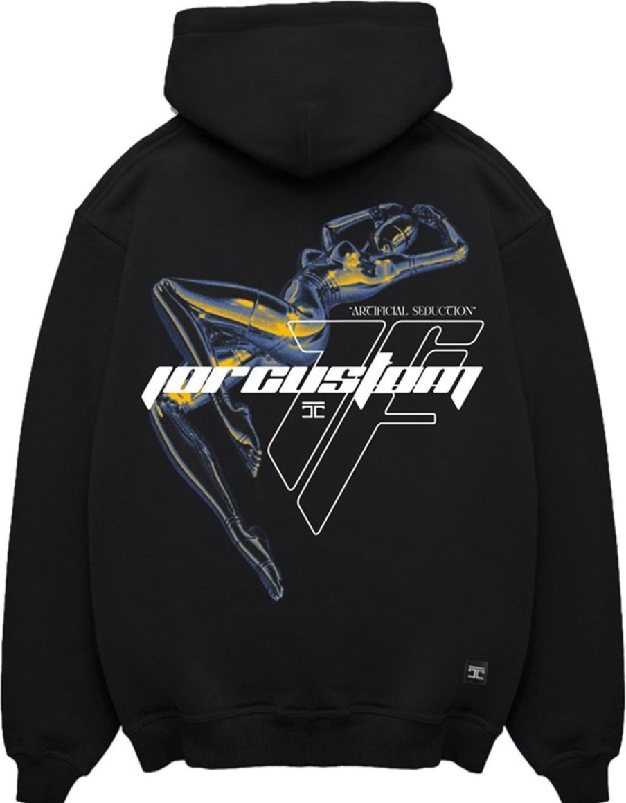 Heren JORCUSTOM | Jorcustom Artificial Zipped Hoodie Black Zwart