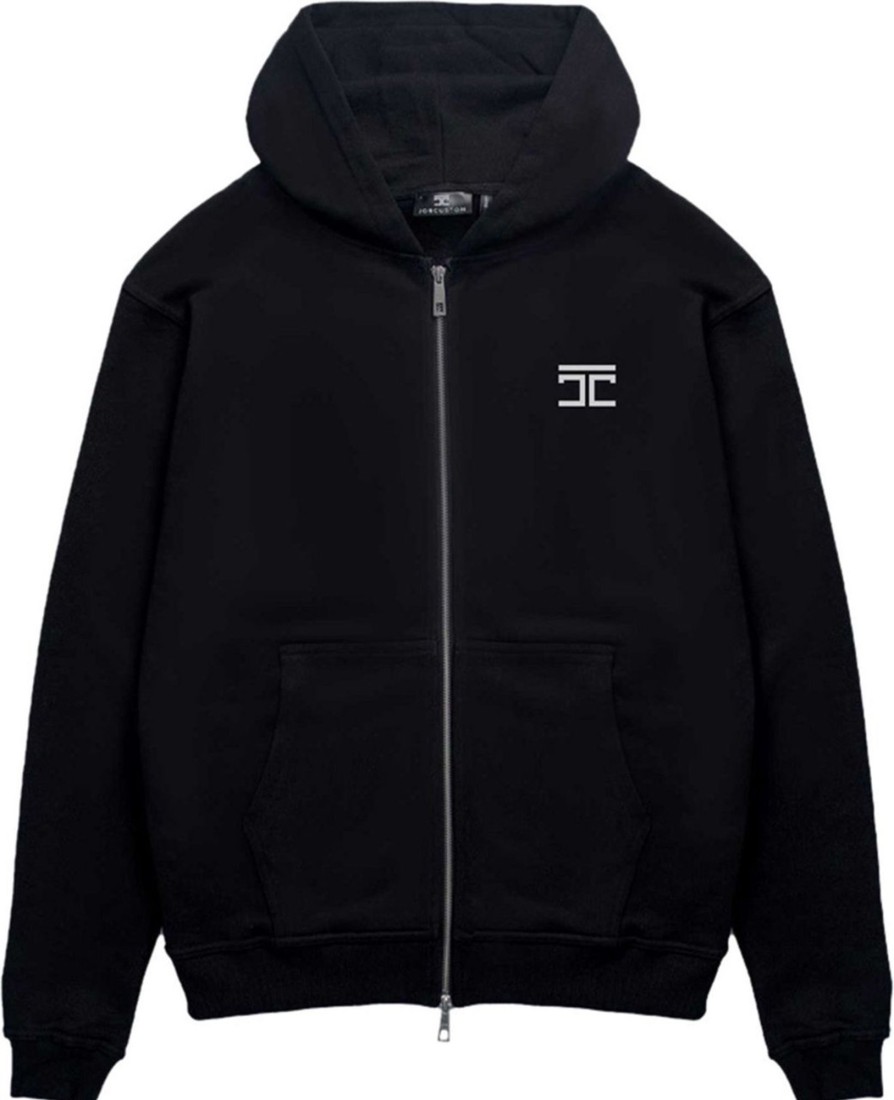 Heren JORCUSTOM | Jorcustom Artificial Zipped Hoodie Black Zwart