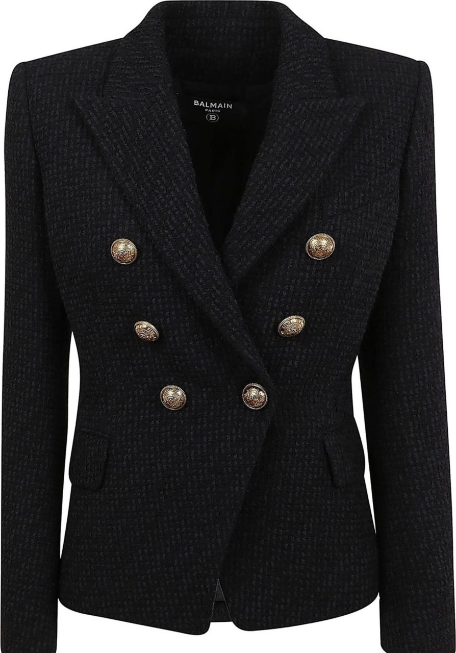 Dames Balmain | Balmain Tweed Blazer Zwart