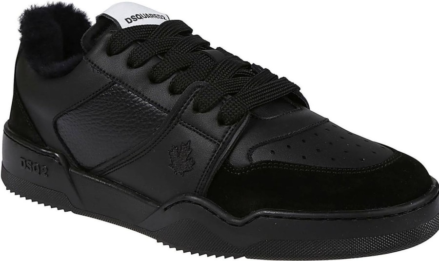 Heren Dsquared2 | Dsquared2 Spiker Lace-Up Low Top Sneakers Black Zwart