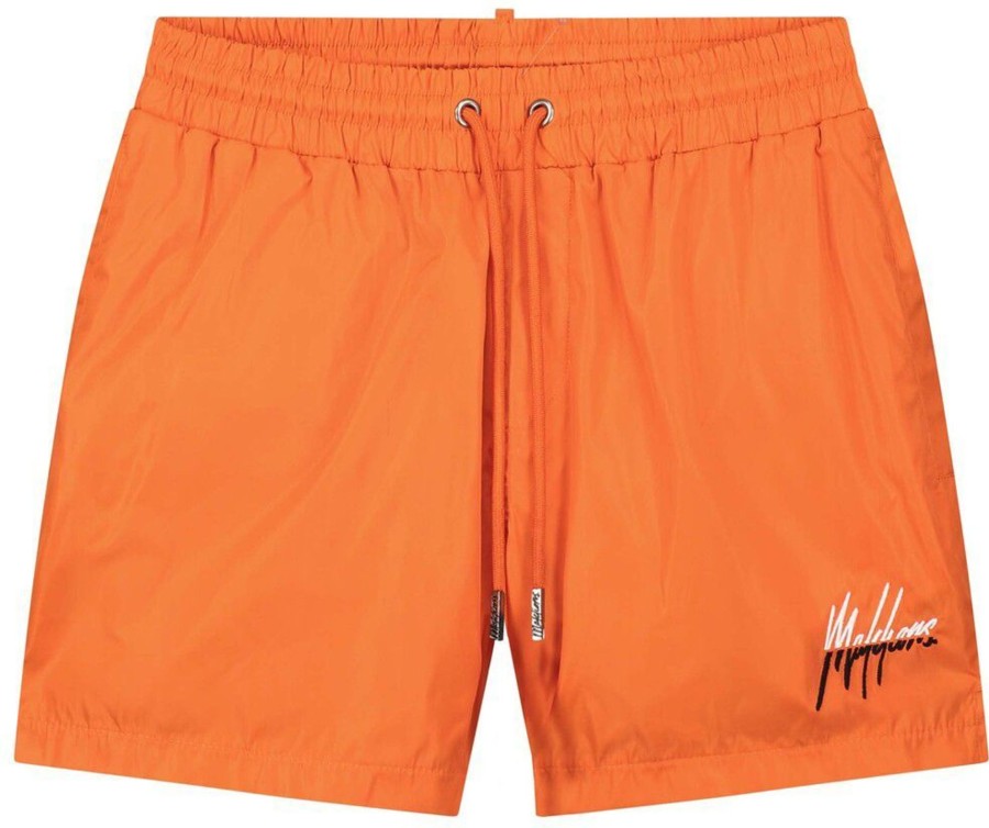 Heren Malelions | Malelions Split Swimshort - Orange/White Oranje