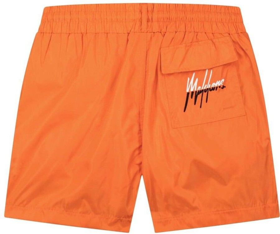 Heren Malelions | Malelions Split Swimshort - Orange/White Oranje