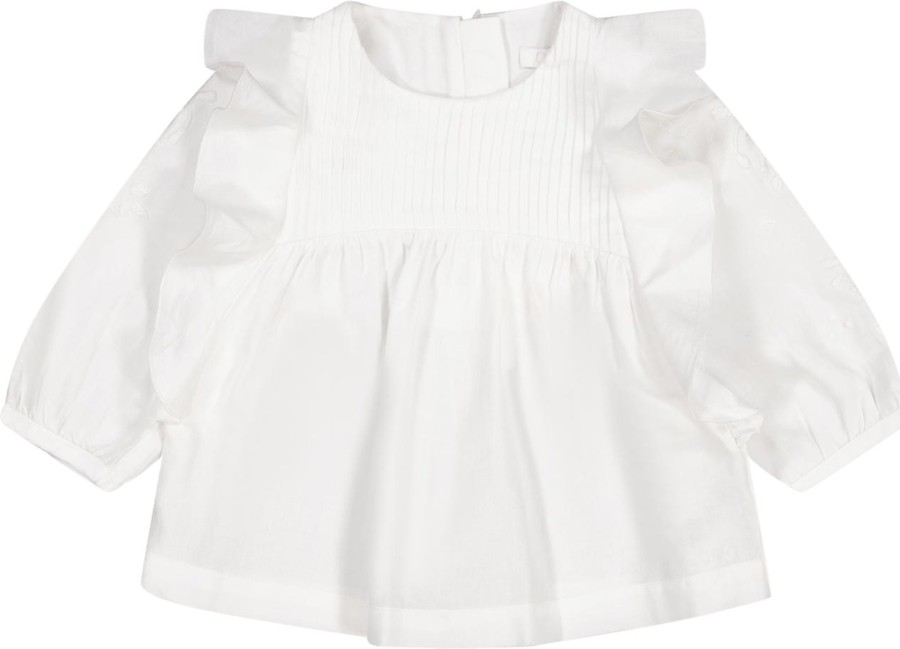 Kids Chloé Blouses | Chloe Chloe Baby Meisjes Blouse Off White Wit