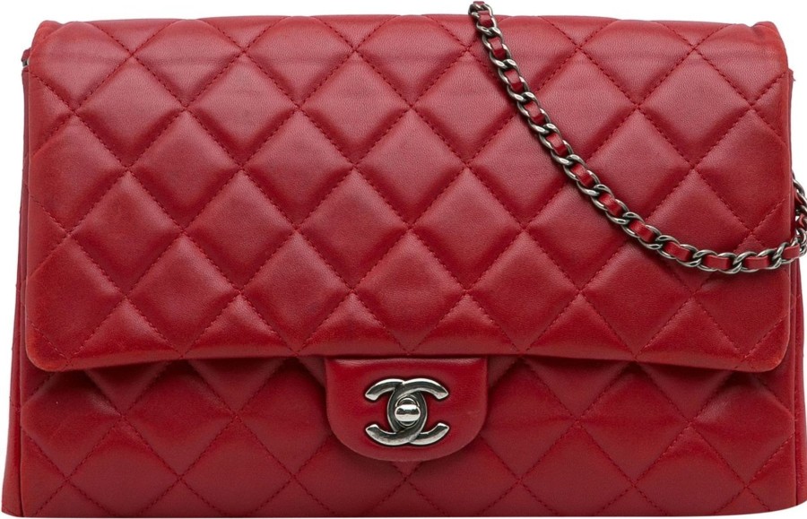 Dames Chanel | Chanel Classic Flap Chain Clutch Rood