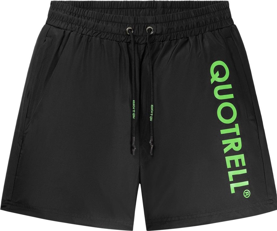 Heren Quotrell | Quotrell Maui Swimshorts | Black/Neon Green Zwart