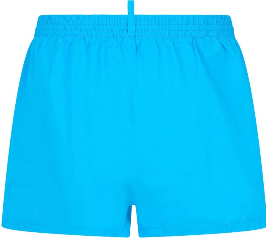 Heren Dsquared2 | Dsquared2 Vertical Name Swimshort Blue Yellow Blauw