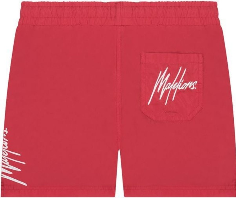 Kids Malelions Shorts | Malelions Signature Swimshort - Red/White Rood