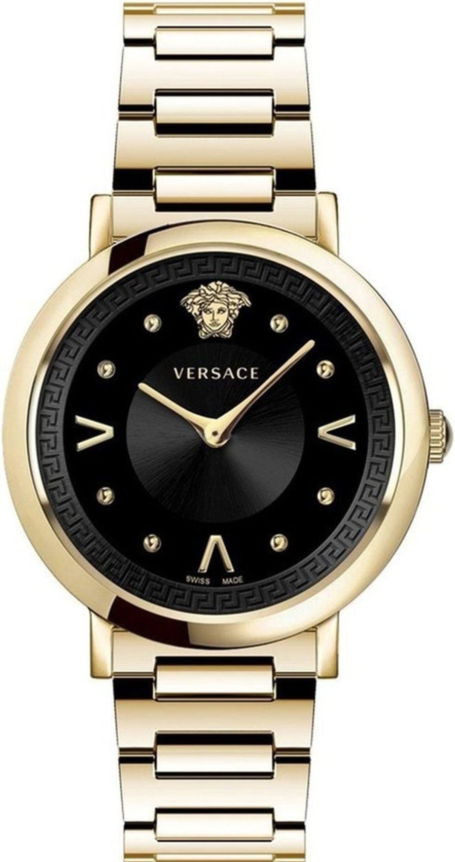 Dames Versace | Versace Vevd00619 Pop Chic Dames Horloge 36Mm Zwart