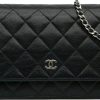 Dames Chanel | Chanel Cc Caviar Wallet On Chain Zwart