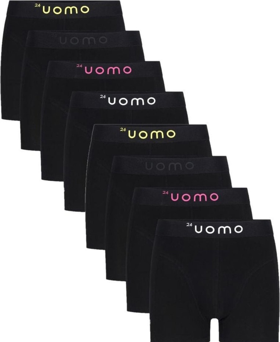 Heren 24 Uomo | 24 Uomo 8-Pack Boxershorts Heren Zwart Zwart