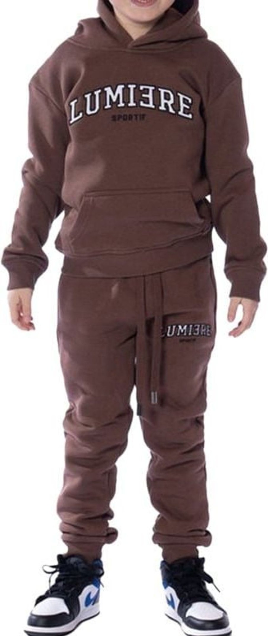 Kids LUMI3RE Sets | Lumi3Re Sportif Kids Trainingspak ? Dark Brown Wit