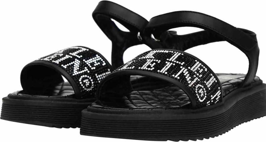 Kids Philipp Plein Sandalen | Philipp Plein Plein Strass Sandaal Zwart Zwart