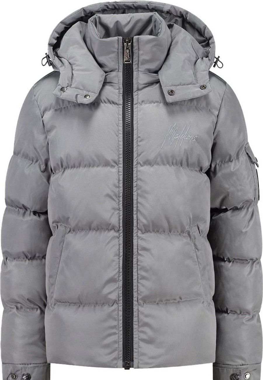 Kids Malelions Jassen | Malelions Patch Puffer Jacket - Grey Grijs