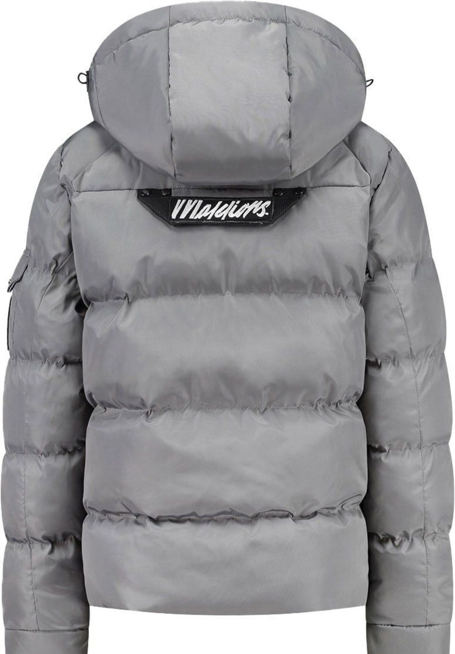 Kids Malelions Jassen | Malelions Patch Puffer Jacket - Grey Grijs