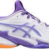 Dames Asics | Asics Court Ff 3 Clay Tennisschoenen Dames Wit/Paars Wit