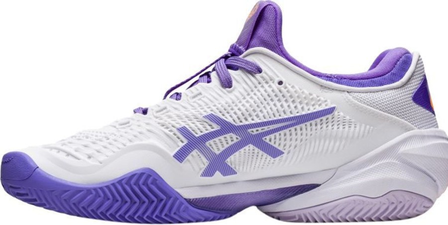 Dames Asics | Asics Court Ff 3 Clay Tennisschoenen Dames Wit/Paars Wit