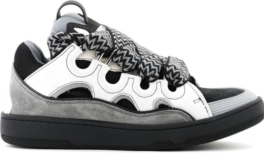 Heren Lanvin | Lanvin Curb Sneaker White Antracite Grijs