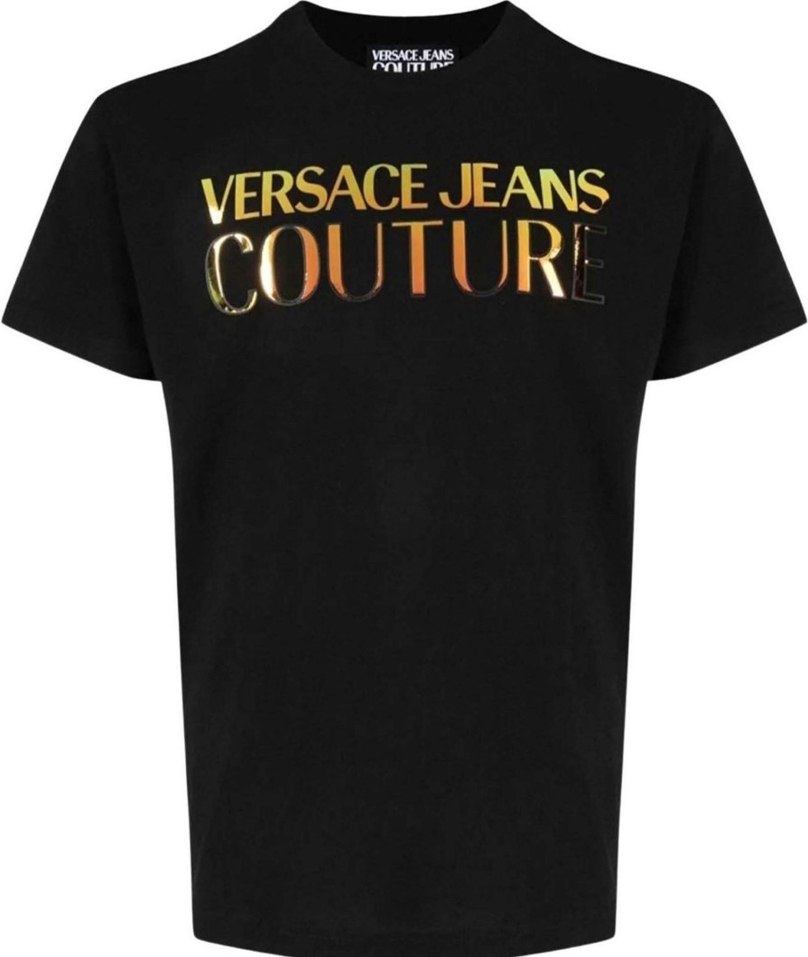 Heren Versace Jeans Couture | Versace Jeans Couture Versace Jeans Shirt Zwart Katoen Maat Xxl T-Shirts Zwart Zwart