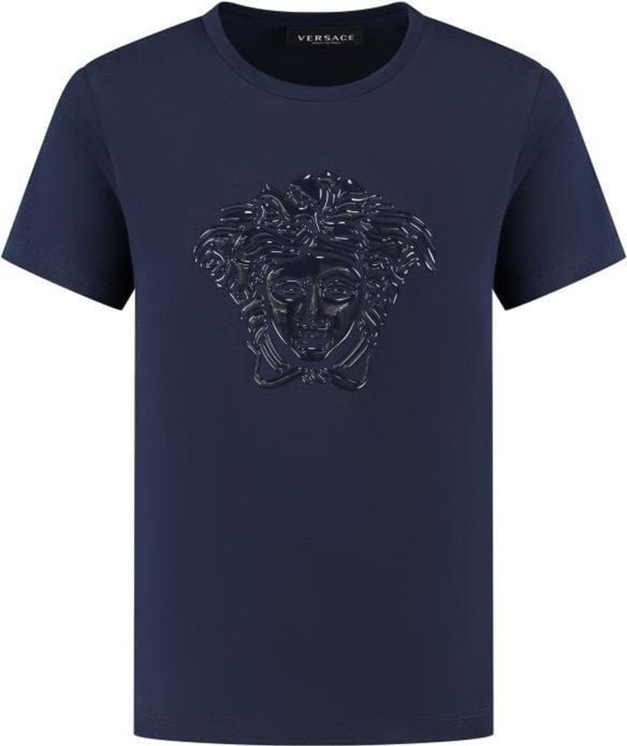 Kids Versace T-Shirts | Versace T-Shirt Jersey + Medusa Gel Print Blauw