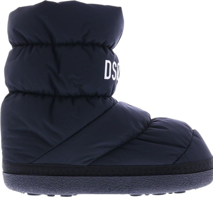 Kids Dsquared2 Laarzen | Dsquared2 Snow Boots Low Logo Print Zwart