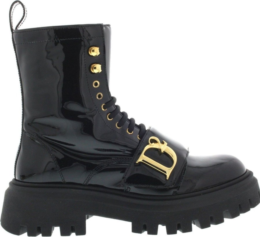 Dames Dsquared2 | Dsquared2 Veterboots - Piuma Nero Zwart Zwart