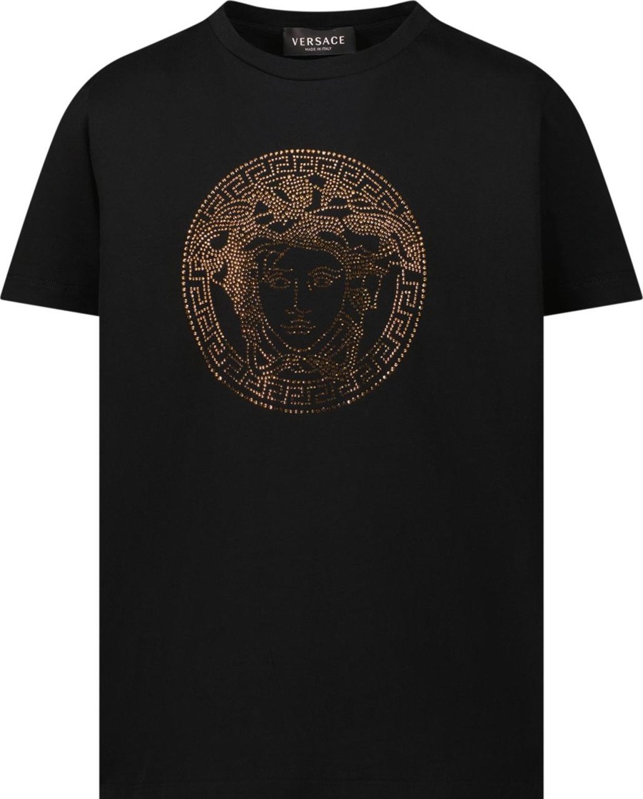 Kids Versace Tops | Versace Versace Kinder Meisjes T-Shirt Zwart Zwart